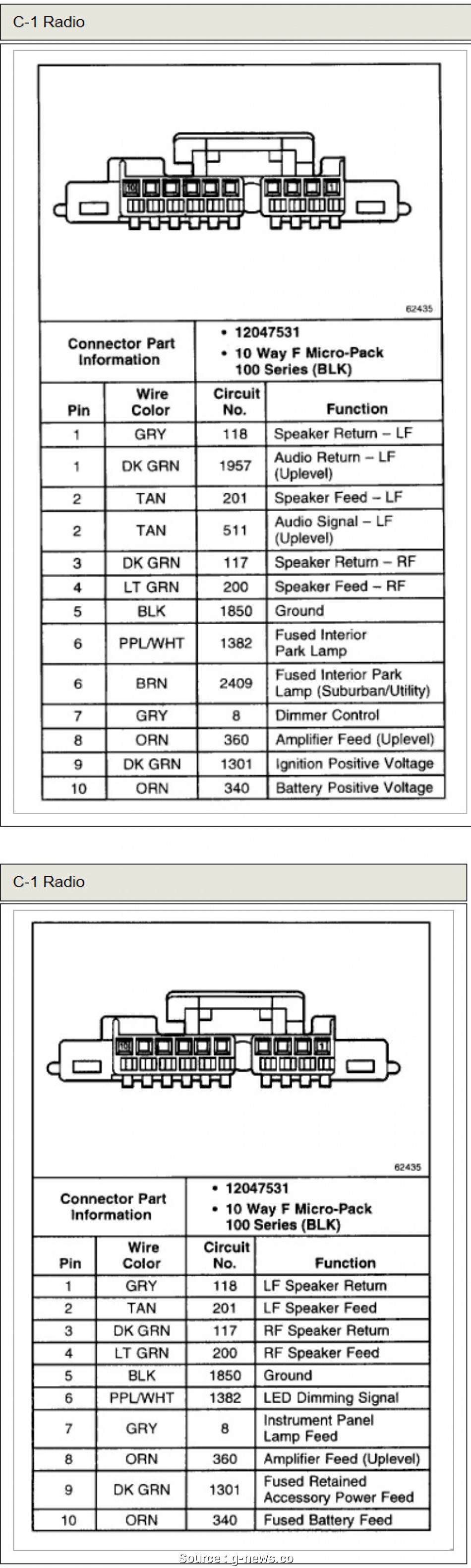 2002 Chevy Tahoe Stereo 6 Pin Factory Wiring Diagram