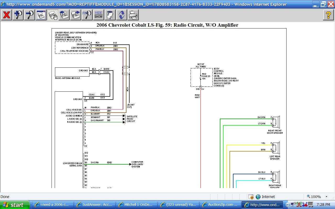 I Need A 2006 Chevy Cobalt Radio Wire Diagram How Do I Get One 