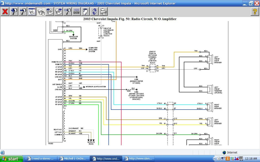 I Need A Stereo Wiring Diagram For A 2003 Chevy Impala Can You Please 