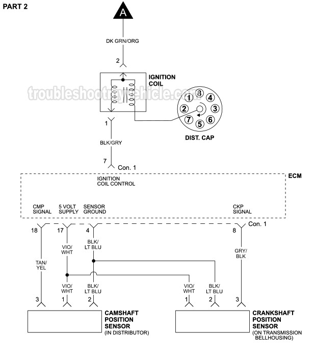 Ignition System Wiring Diagram 1996 1997 5 2L V8 Dodge Pickup 