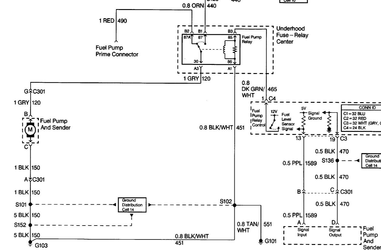 Wireing Diagram Of The Fuel Pump Curcuit On A 1999 Chevy Express Van