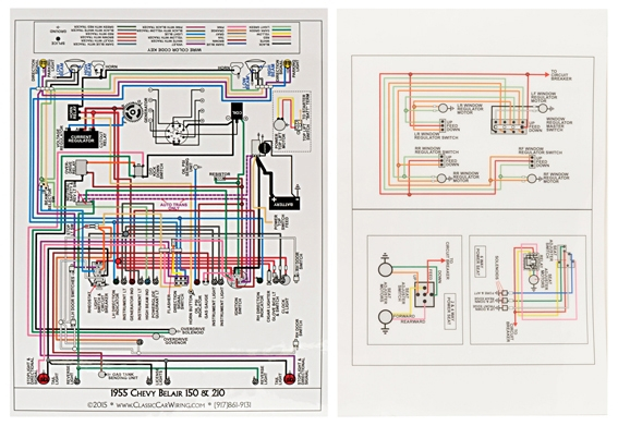 1955 Chevy Laminiated Wiring Diagram Color