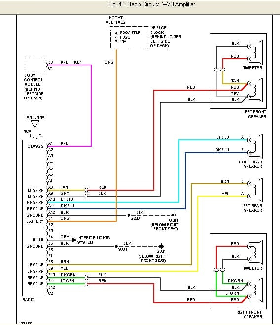 2000 Chevy Cavalier Factory Radio Wire Diagram