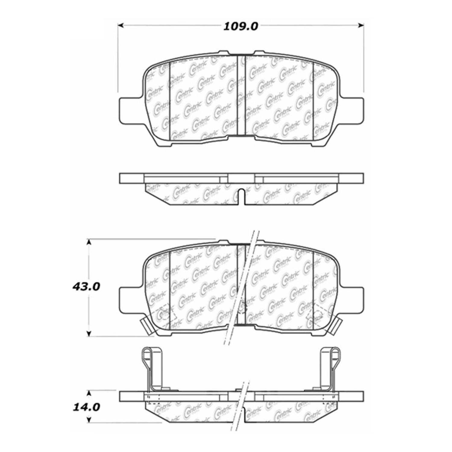 Centric Parts Brake Pads Front Rear For 2014 2016 Chevrolet Impala 