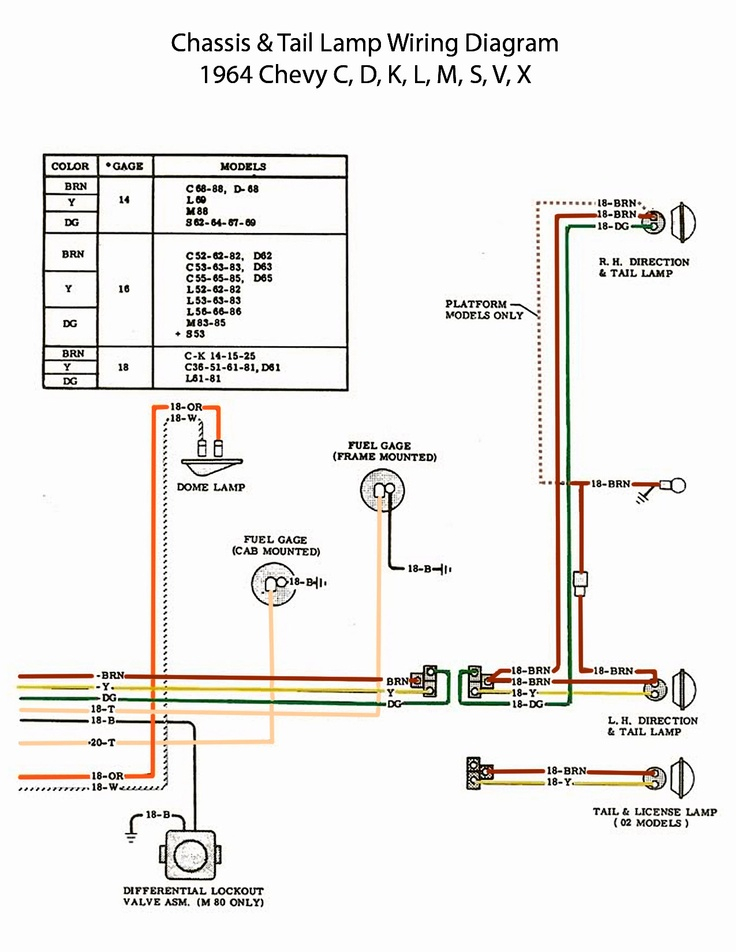 ELECTRIC Wiring Diagram Chassis Tail Lamp Chevy Trucks 1966