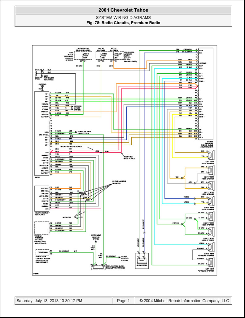 I Need A Diagram Of The Stereo Wiring In A 2001 Chevy Tahoe